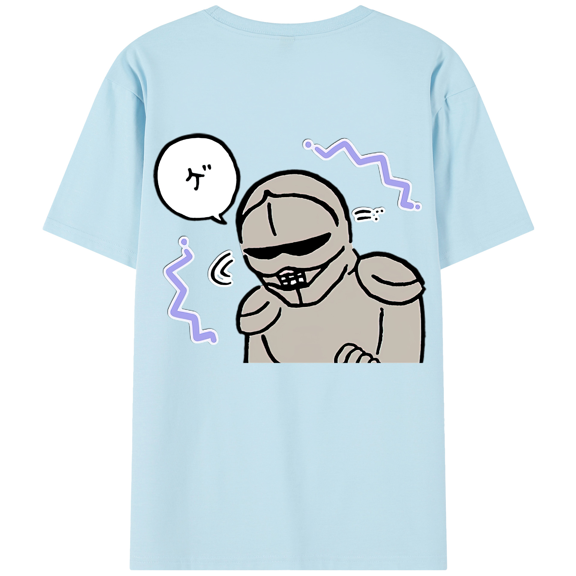 （画像用） ちいかわ 労働の鎧さん Chii-kawa Mr. Armor of Labor 綿100％半袖Tシャツ（背面プリント）